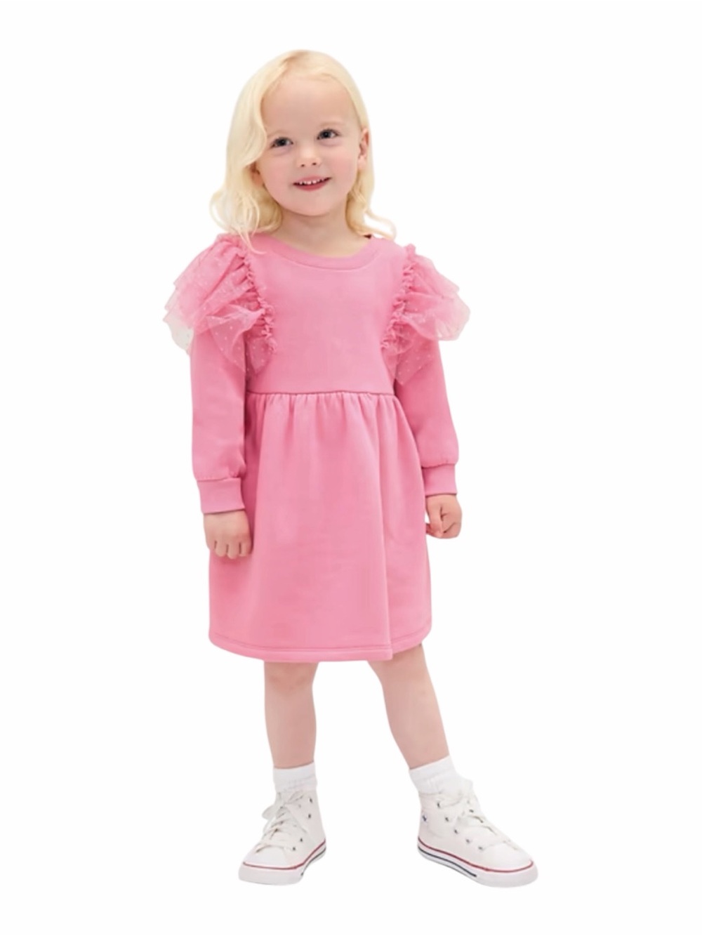 Baby Gap Girls Pink Tulle Trim Sweatshirt Dress Size 6-12 Months, NEW